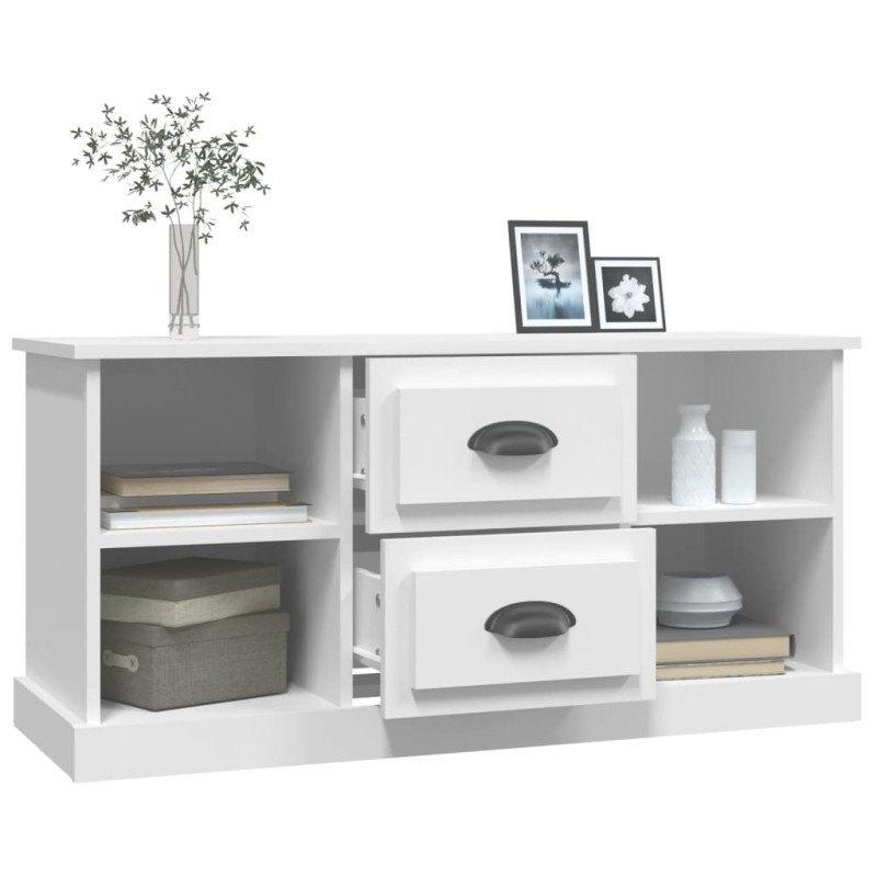 vidaXL TV skrinka biela 99,5x35,5x48 cm spracované drevo