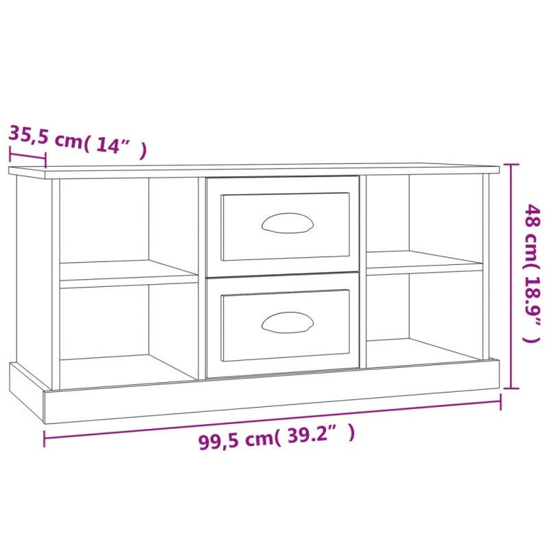 vidaXL TV skrinka biela 99,5x35,5x48 cm spracované drevo