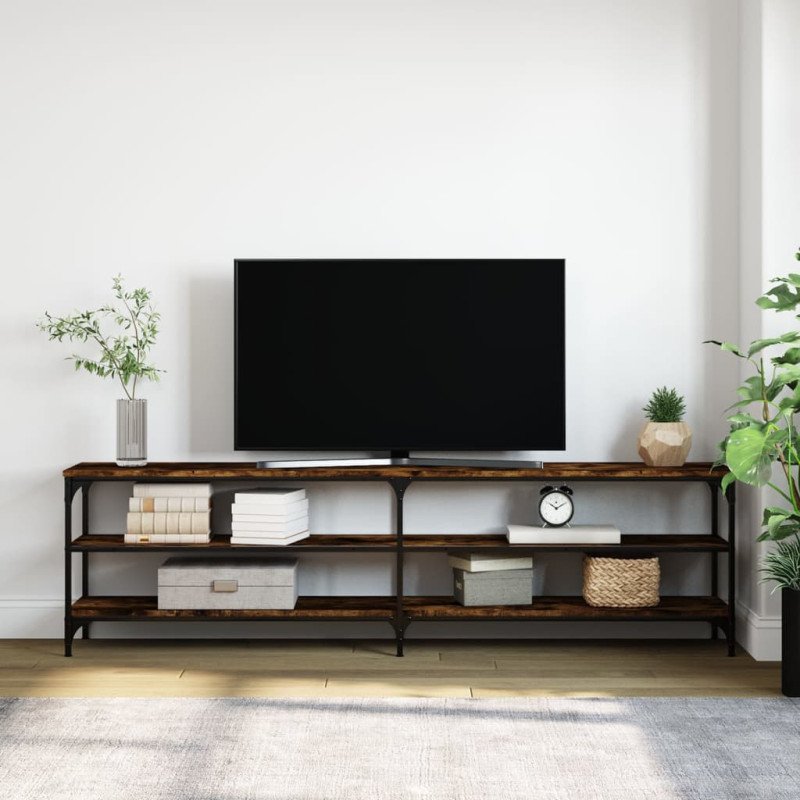 vidaXL TV skrinka dymový dub 180x30x50 cm kompozitné drevo a kov
