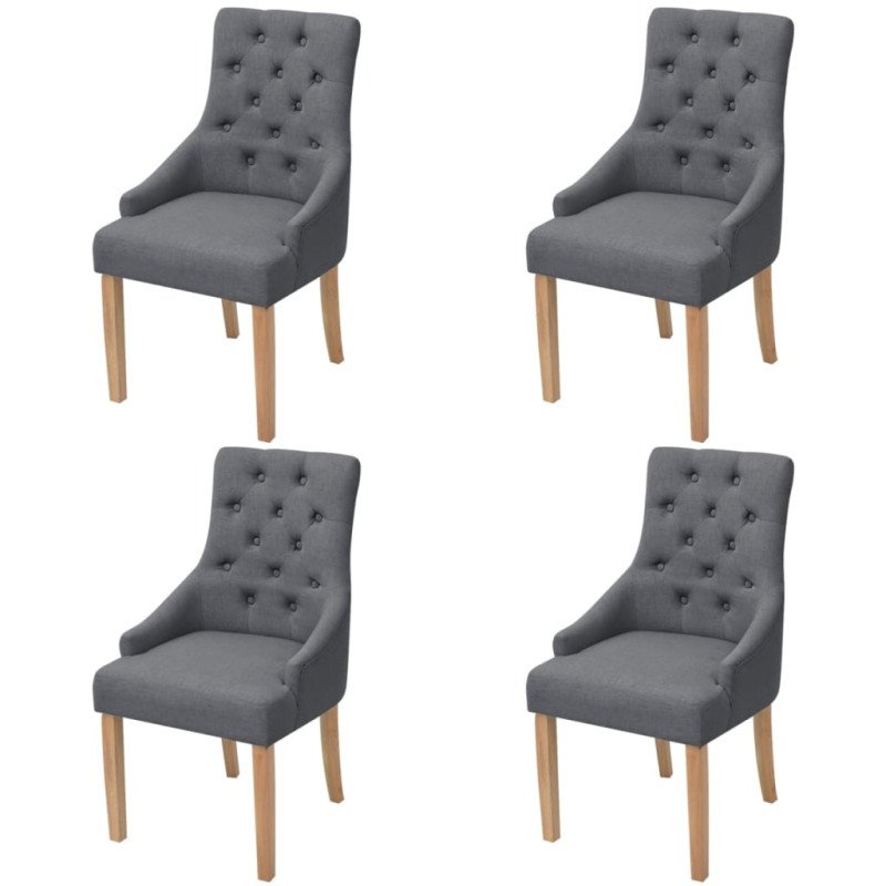 vidaXL Jedálenské stoličky 4 ks, tmavosivé, látka