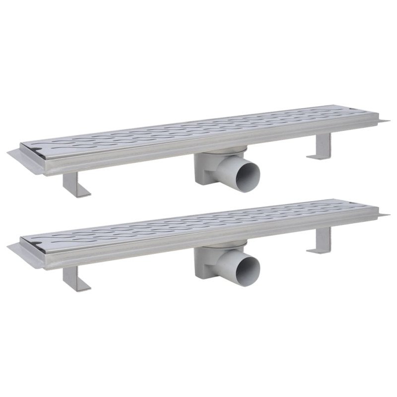 vidaXL Rovný sprchový odtok 2 ks vlnovka 630x140 mm nehrdzavejúca oceľ