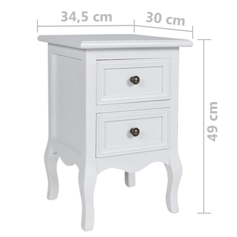 vidaXL 4 ks nočné stolíky biele MDF s 2 zásuvkami