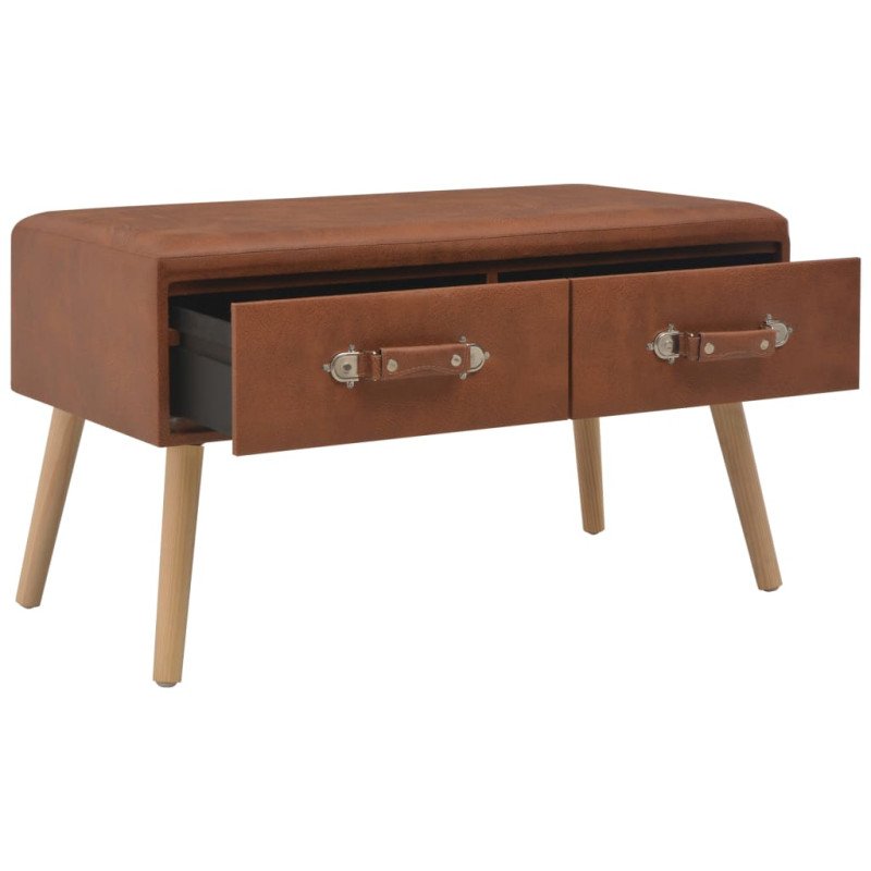 vidaXL Lavica so zásuvkami 80 cm, hnedá, umelá koža