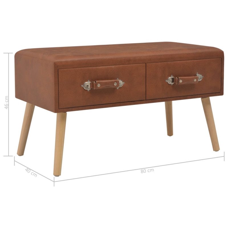 vidaXL Lavica so zásuvkami 80 cm, hnedá, umelá koža