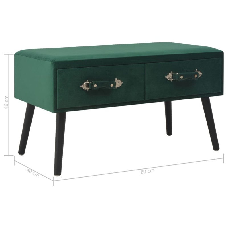 vidaXL Lavica so zásuvkami zelená 80 cm zamatová