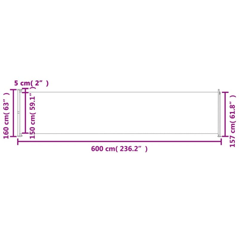 vidaXL Zaťahovacia bočná roleta 160x600 cm hnedá
