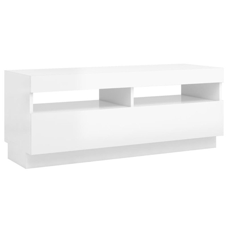 vidaXL TV skrinka s LED svetlami lesklá biela 100x35x40 cm