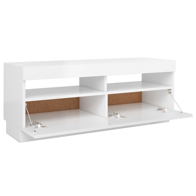 vidaXL TV skrinka s LED svetlami lesklá biela 100x35x40 cm
