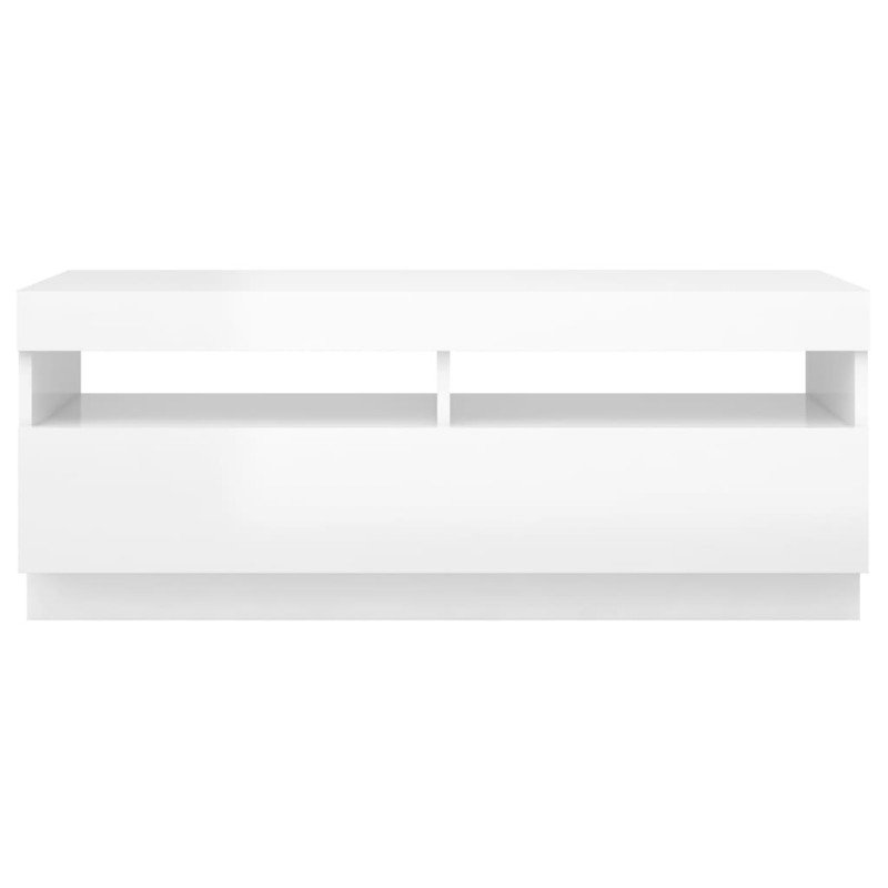 vidaXL TV skrinka s LED svetlami lesklá biela 100x35x40 cm