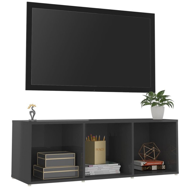 vidaXL TV skrinka, lesklá sivá 107x35x37 cm, kompozitné drevo