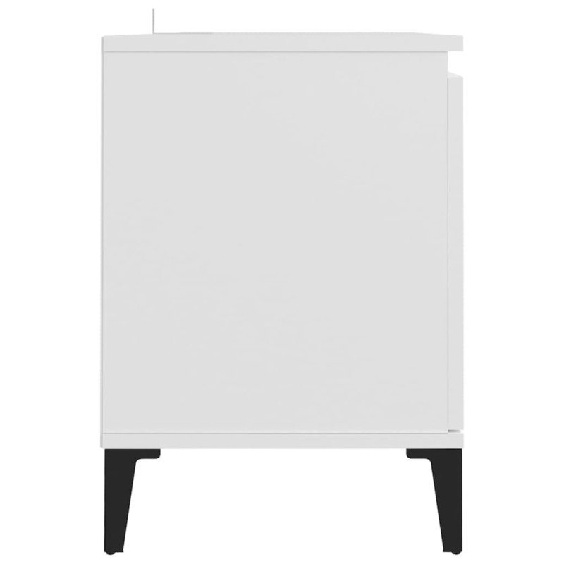 vidaXL TV stolík kovové nohy biely 103,5x35x50 cm