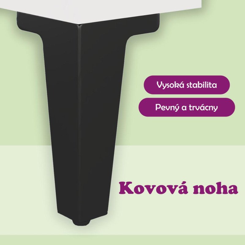 vidaXL TV stolík kovové nohy biely 103,5x35x50 cm
