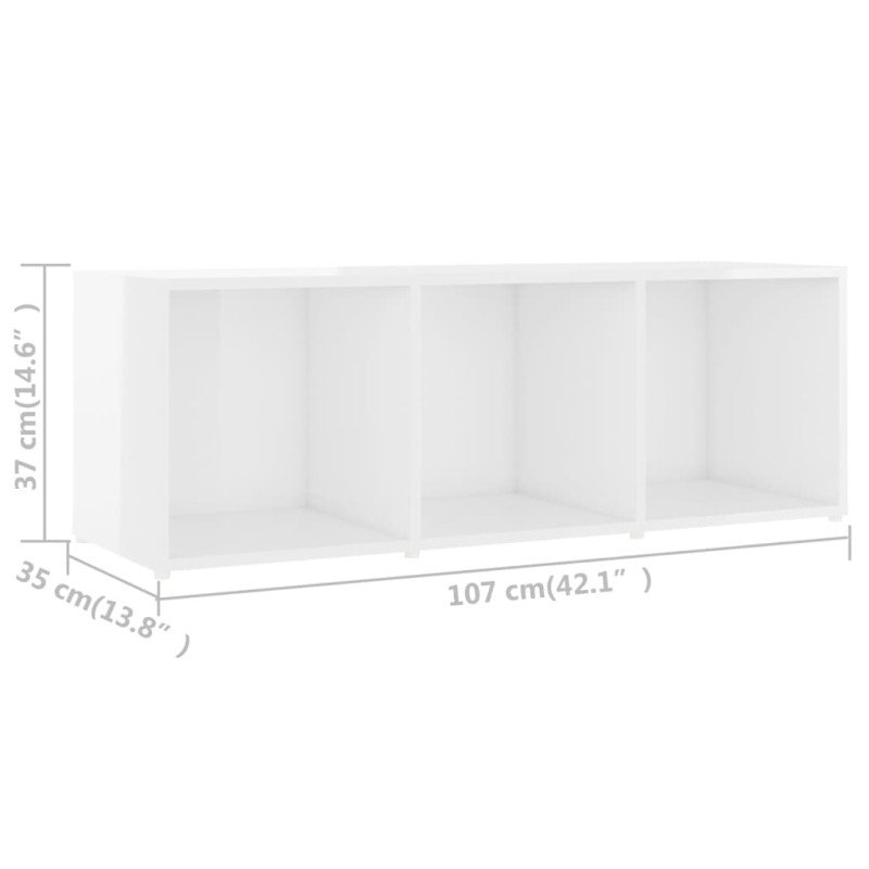 vidaXL TV skrinka, lesklá biela 107x35x37 cm, kompozitné drevo