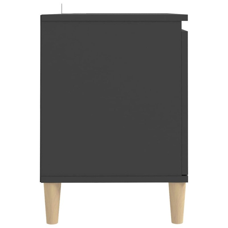 vidaXL TV stolík nožičky z masívneho dreva sivý 103,5x35x50cm