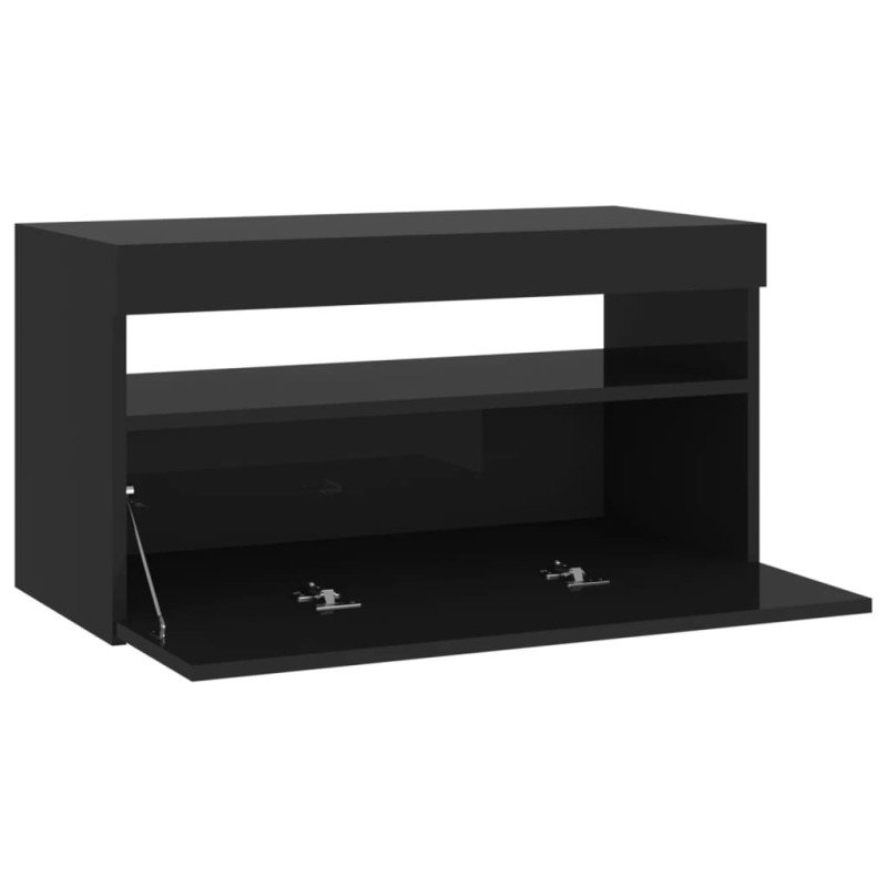 vidaXL TV skrinka s LED svetlami čierna 75x35x40 cm