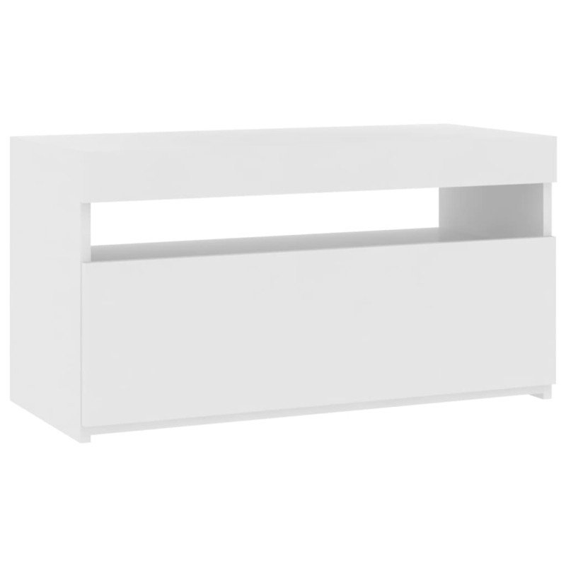 vidaXL TV skrinka s LED svetlami lesklá biela 75x35x40 cm