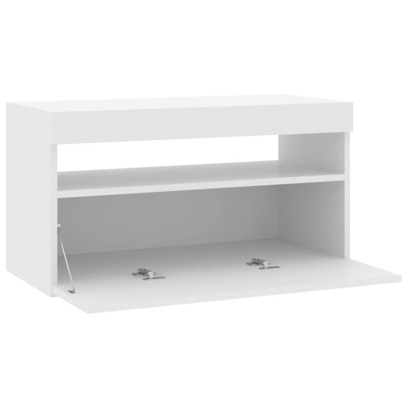 vidaXL TV skrinka s LED svetlami lesklá biela 75x35x40 cm