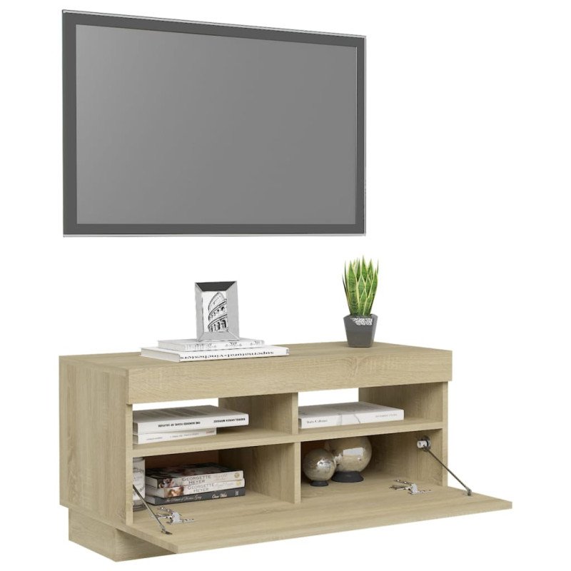 vidaXL TV skrinka s LED svetlami dub sonoma 80x35x40 cm vidaXL TV skrinka s LED svetlami dub sonoma 80x35x40 cm