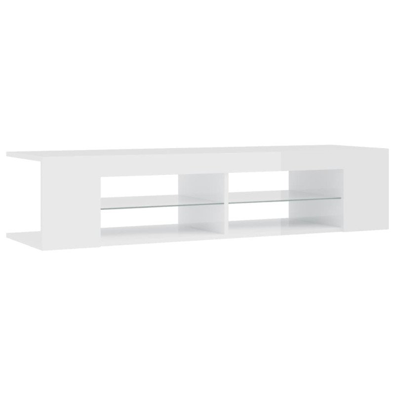 vidaXL TV skrinka s LED svetlami lesklá biela 135x39x30 cm