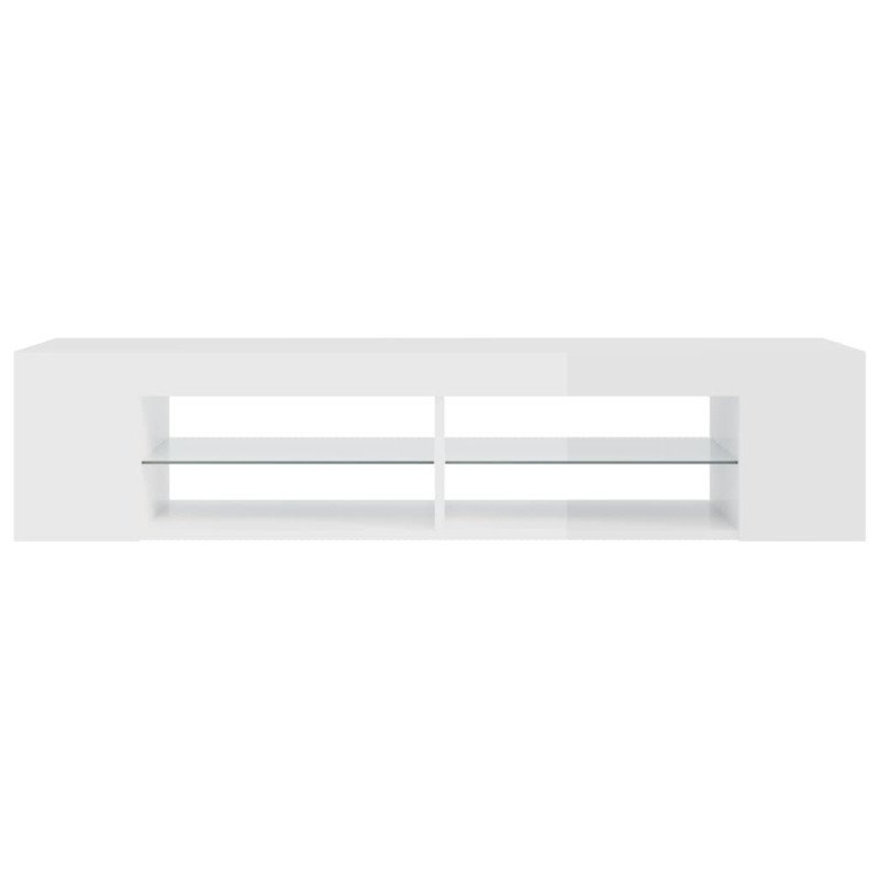 vidaXL TV skrinka s LED svetlami lesklá biela 135x39x30 cm