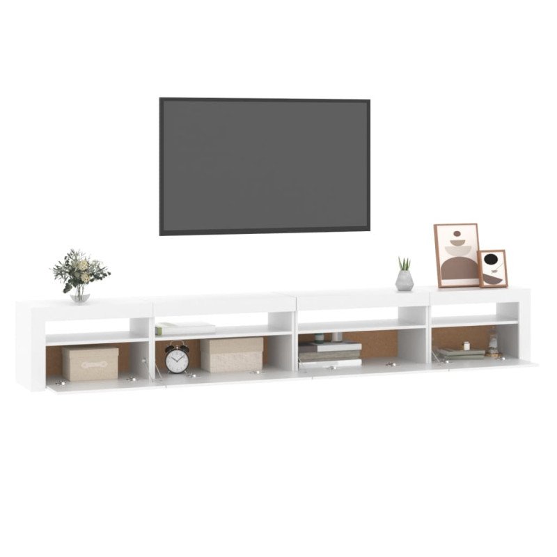 vidaXL TV skrinka s LED svetlami biela 270x35x40 cm