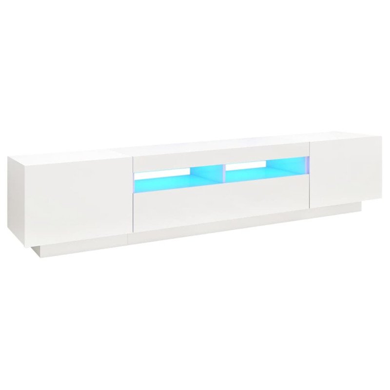 vidaXL TV skrinka s LED svetlami biela 200x35x40 cm