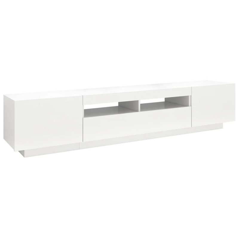 vidaXL TV skrinka s LED svetlami biela 200x35x40 cm