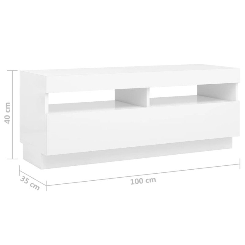 vidaXL TV skrinka s LED svetlami biela 200x35x40 cm