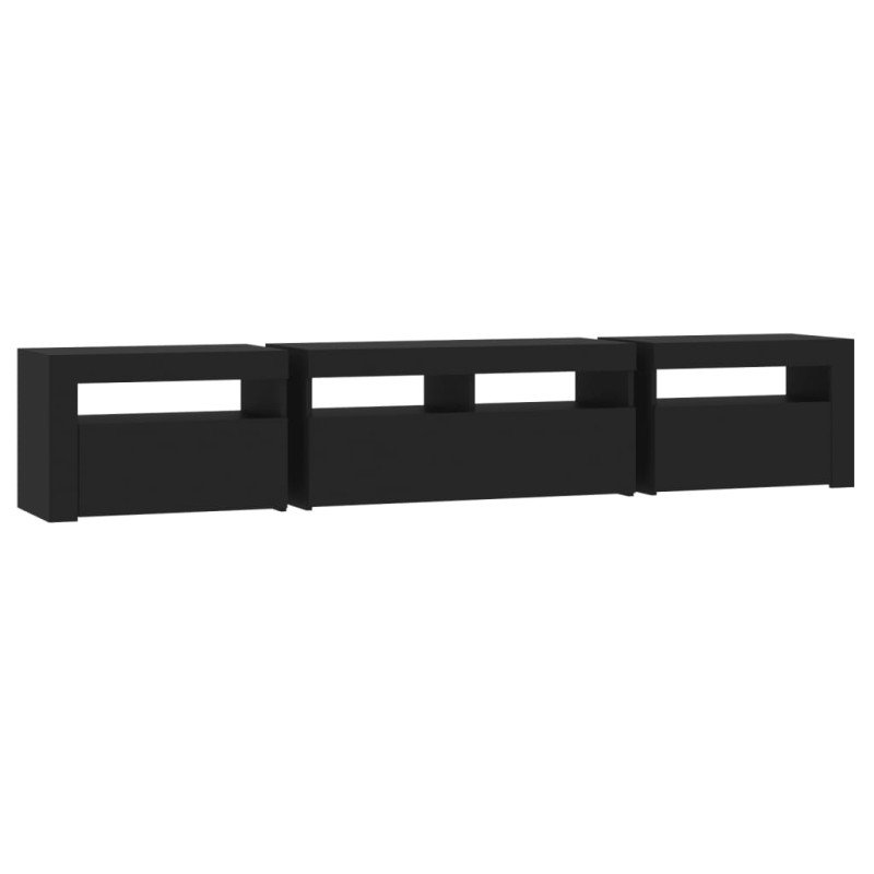 vidaXL TV skrinka s LED svetlami čierna 210x35x40 cm