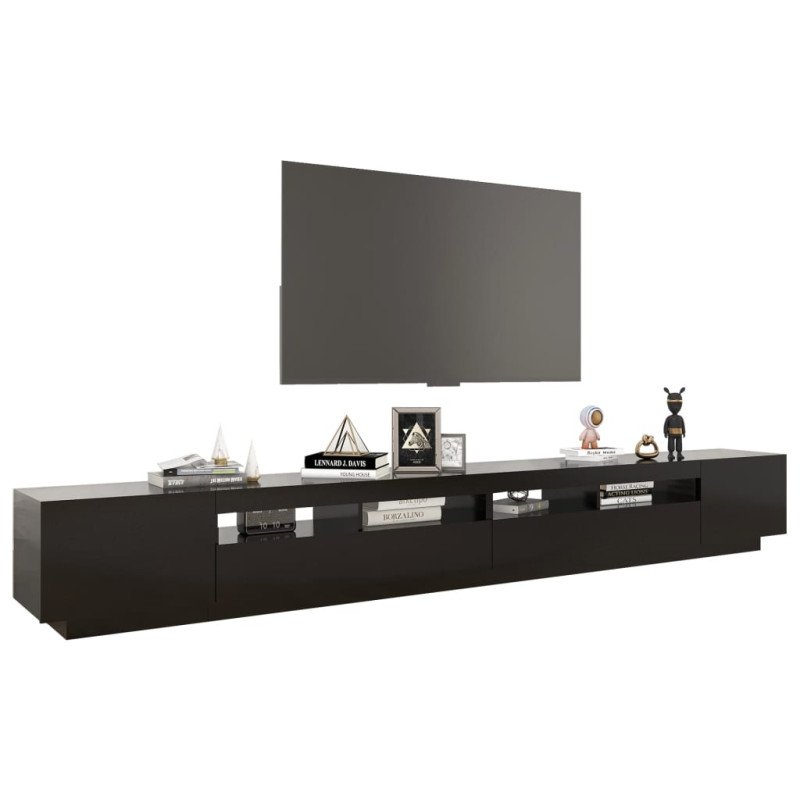 vidaXL TV skrinka s LED svetlami čierna 300x35x40 cm