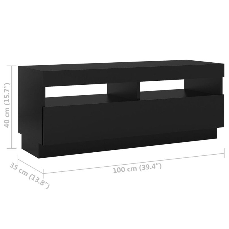 vidaXL TV skrinka s LED svetlami čierna 300x35x40 cm