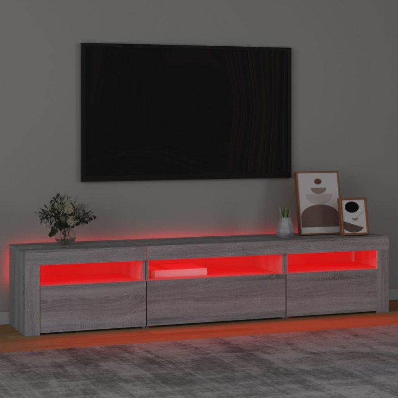vidaXL TV skrinka s LED svetlami sivá sonoma 195x35x40 cm