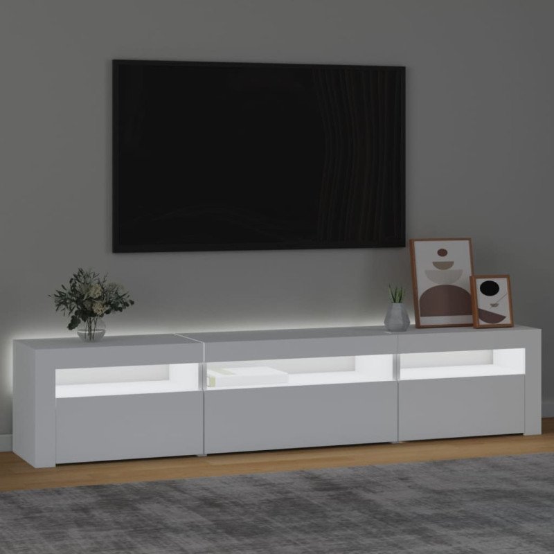 vidaXL TV skrinka s LED svetlami biela 195x35x40 cm