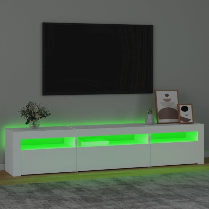 vidaXL TV skrinka s LED svetlami biela 195x35x40 cm