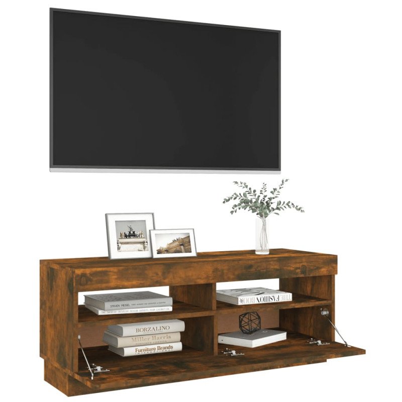 vidaXL TV skrinka s LED, tmavý dub 100x35x40 cm