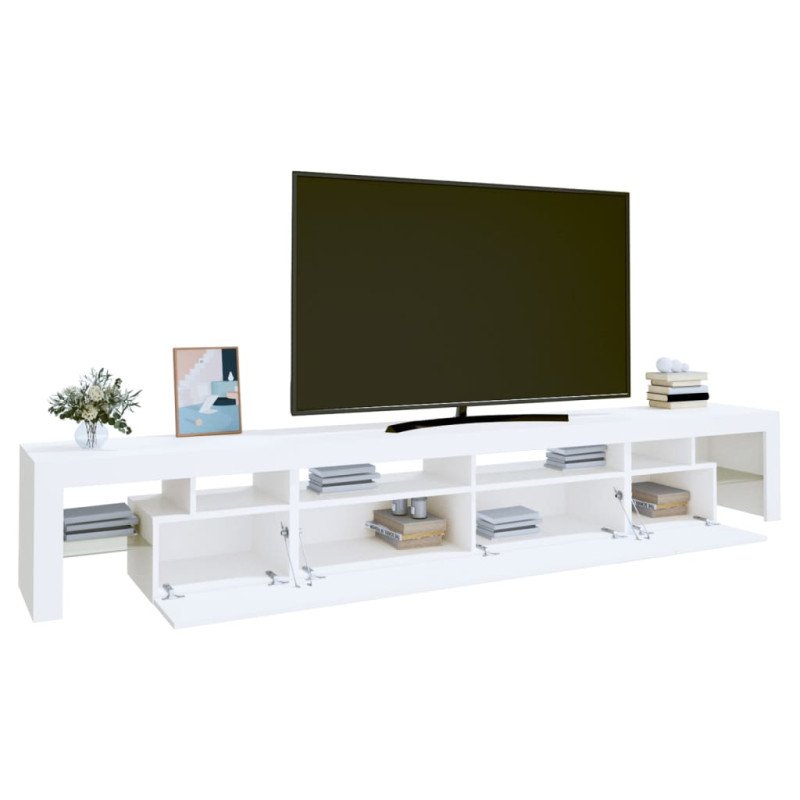 vidaXL TV skrinka s LED svetlami biela 260x36,5x40 cm