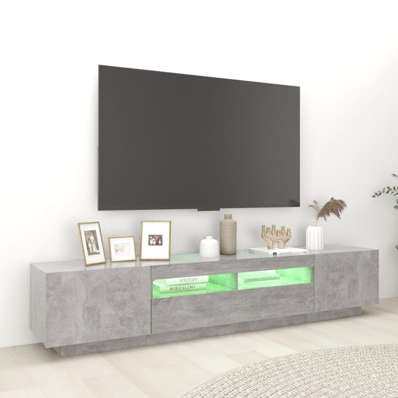 vidaXL TV skrinka s LED svetlami betónovo-sivá 200x35x40 cm vidaXL TV skrinka s LED svetlami betónovo-sivá 200x35x40 cm