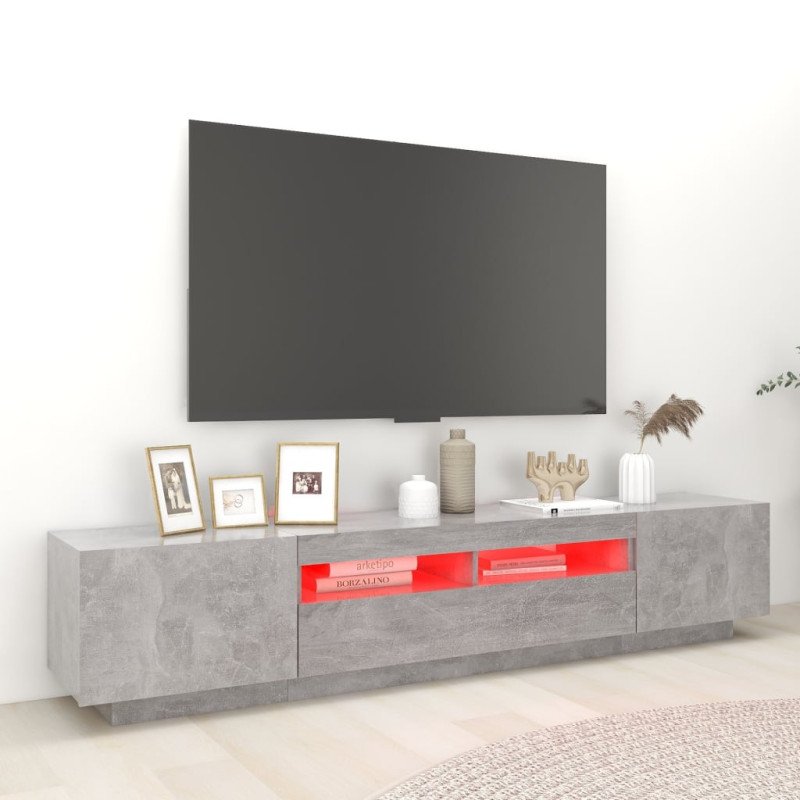 vidaXL TV skrinka s LED svetlami betónovo-sivá 200x35x40 cm vidaXL TV skrinka s LED svetlami betónovo-sivá 200x35x40 cm
