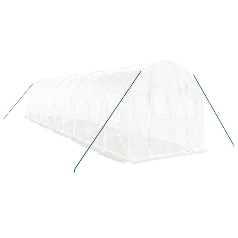 vidaXL Fóliovník s oceľovým rámom biely 20 m² 10x2x2 m