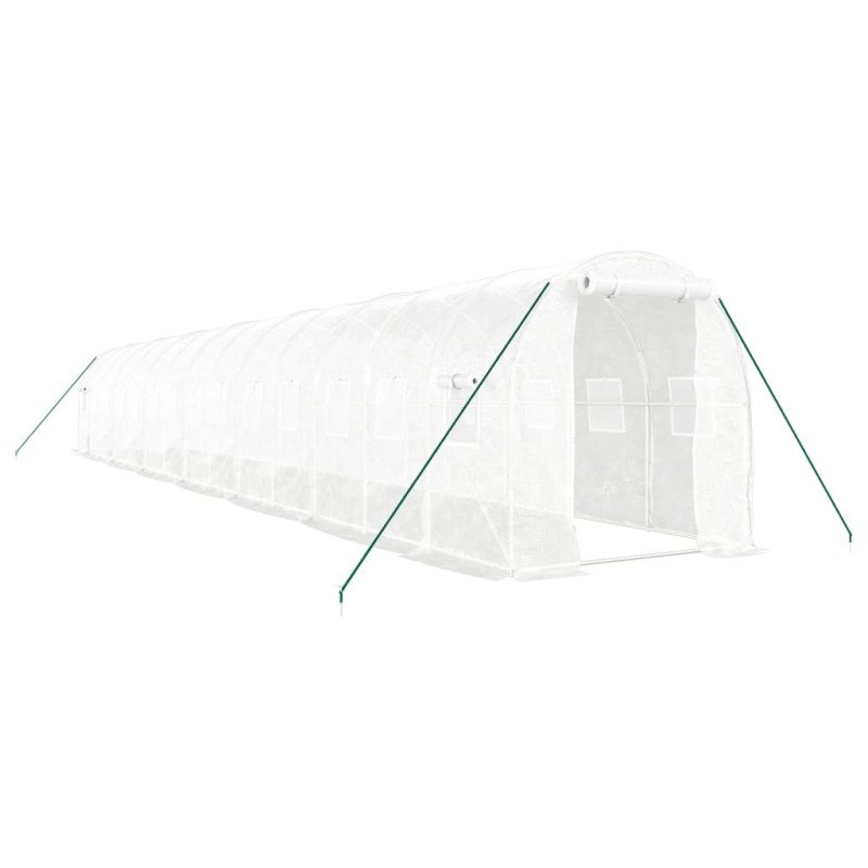 vidaXL Fóliovník s oceľovým rámom biely 28 m² 14x2x2 m