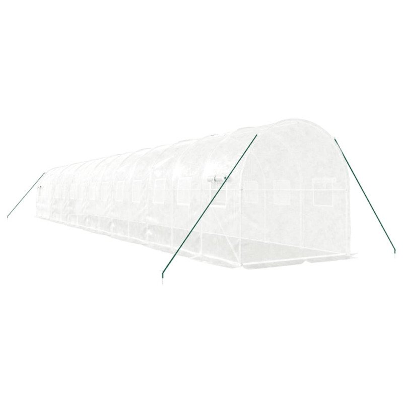 vidaXL Fóliovník s oceľovým rámom biely 28 m² 14x2x2 m
