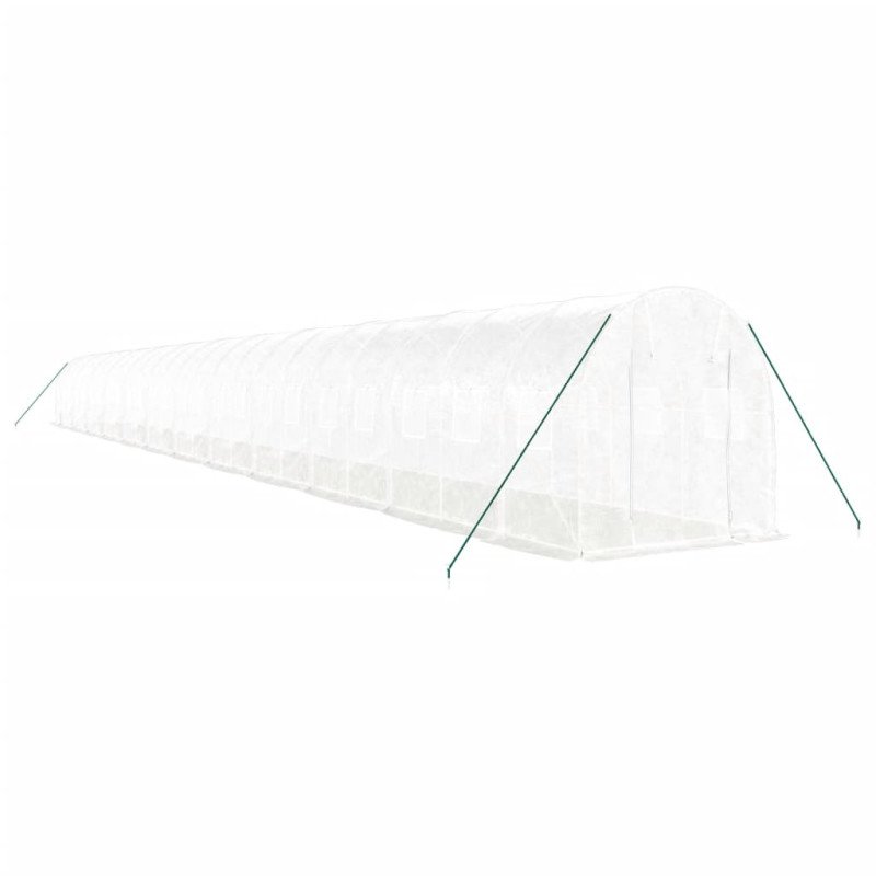 vidaXL Fóliovník s oceľovým rámom biely 48 m² 24x2x2 m
