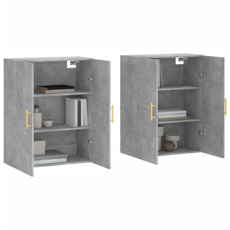 vidaXL Nástenné skrinky 2 ks betónové sivé 69,5x34x90 cm