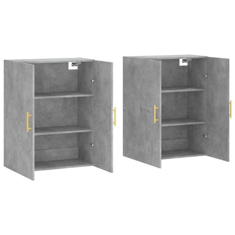 vidaXL Nástenné skrinky 2 ks betónové sivé 69,5x34x90 cm
