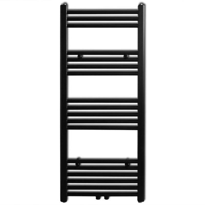 Čierny rebríkový radiátor na centrálne vykurovanie, rovný 500x1160 mm