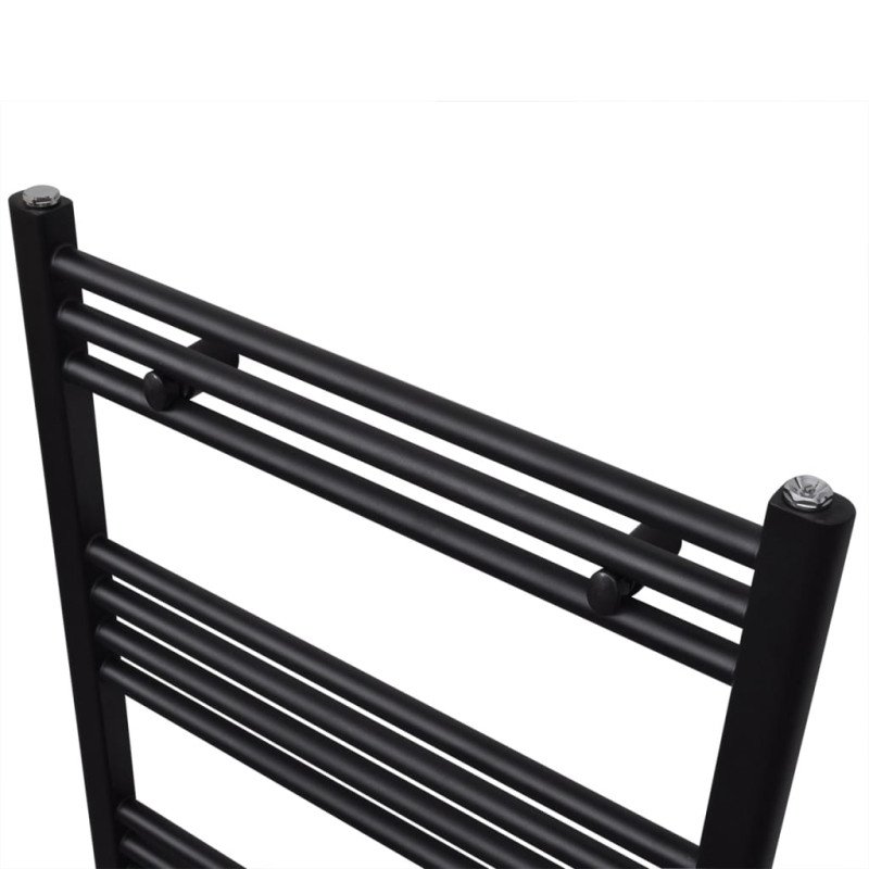 Čierny rebríkový radiátor na centrálne vykurovanie, rovný 500x1160 mm