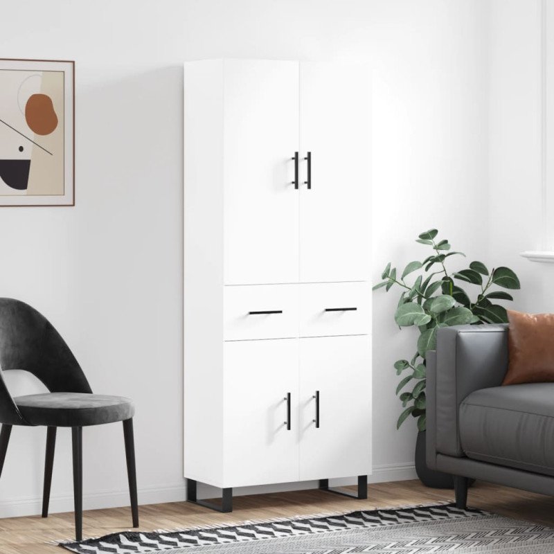 vidaXL Vysoká skrinka biela 69,5x34x180 cm spracované drevo