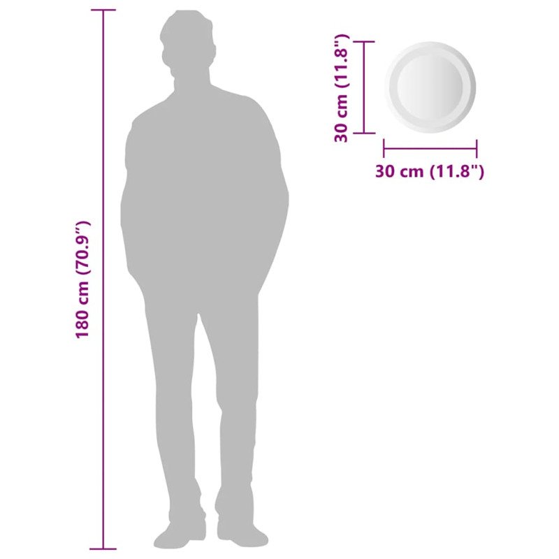 vidaXL LED kúpeľňové zrkadlo 30 cm okrúhle