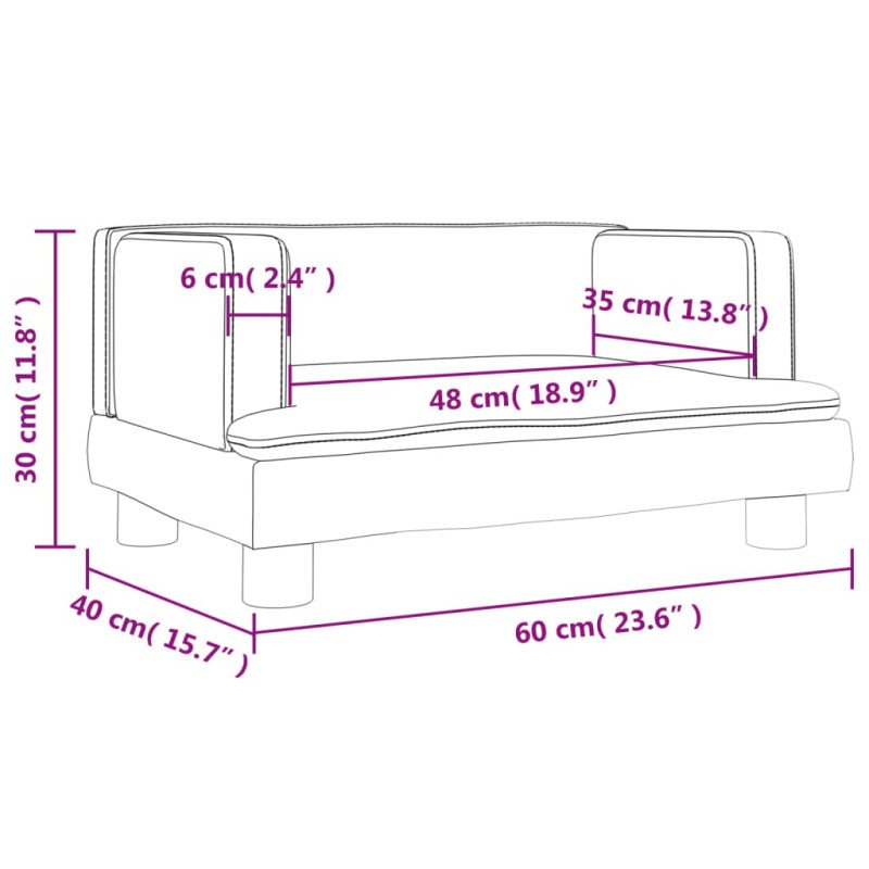 vidaXL Detská pohovka bledosivá 60x45x30 zamat