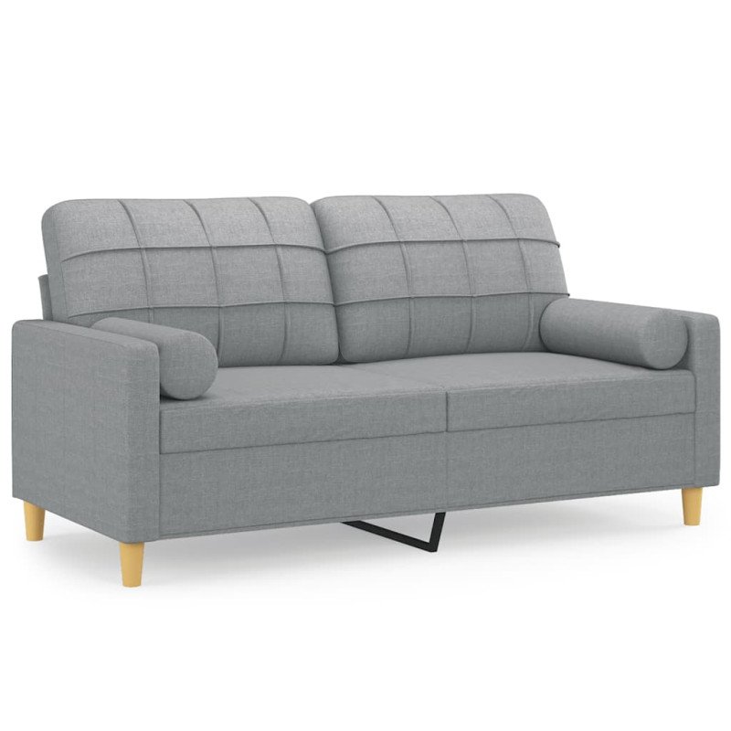vidaXL 2-miestna pohovka s vankúšmi svetlosivá 140 cm látka
